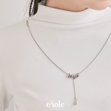 宮廷袖附鍊小立領棉T-白