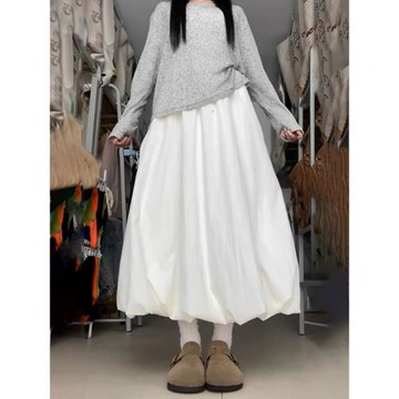 大碼胖mm法式高腰顯瘦花苞半身裙女夏季寬松遮肉溫柔風a字長裙子