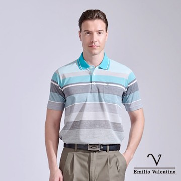 Emilio Valentino 范倫鐵諾 男短袖POLO衫 精梳棉口袋 男上衣(99-5V9003)