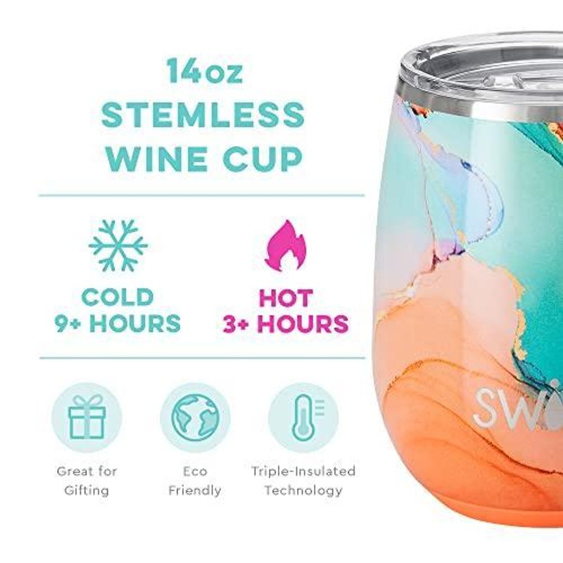 Swig Life 14oz Insulated Wine Tumbler with Lid, 40+ Pattern Options, Dishwa