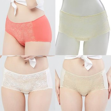 【Swear 思薇爾】 Panty小褲系列M-XL蕾絲中低腰平口女內褲(橘黃色)