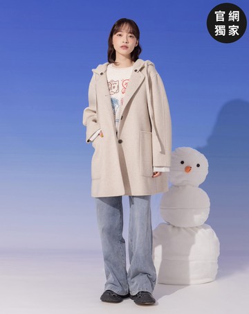 ➤可拆式針織連帽羊毛短大衣(兩色)