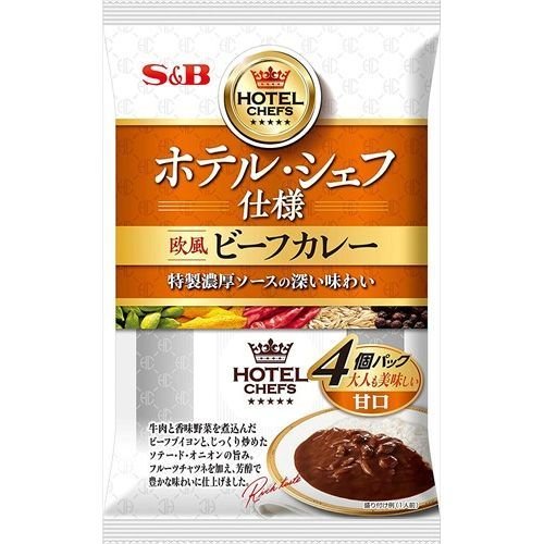 SB エスビー食品 ホテル・シェフ仕様欧風ビーフカレー辛口 ４個パック×8入