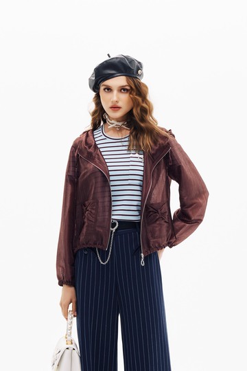 帆船藍鑲色條造型上衣