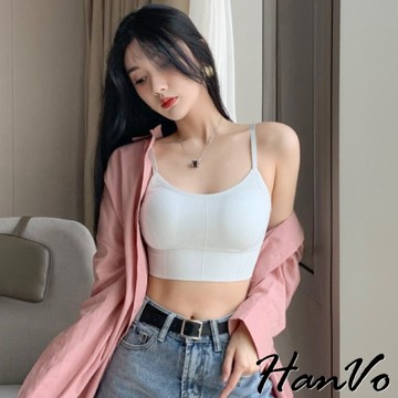 【HanVo】新款3D修身美背小可愛 包覆背心 性感可調細肩帶彈性背心 附可拆式胸墊 內衣 女生衣著 A09-5028