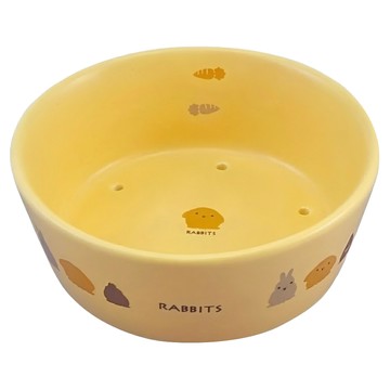 MARUKAN 陶瓷透氣圓形兔食碗  黃色  1入