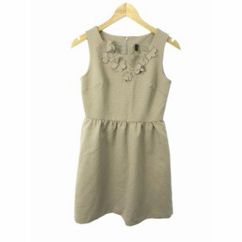 中古 ソアリーク Soareak ワンピース ひざ丈 ノースリーブ ワンポイント 36 ベージュ Tm14 レディース 通販 Lineポイント最大1 0 Get Lineショッピング