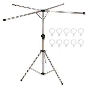 新錸家居 4桿曬衣架 + 防風鉤10個  不鏽鋼色  寬 125~200 高153~200cm