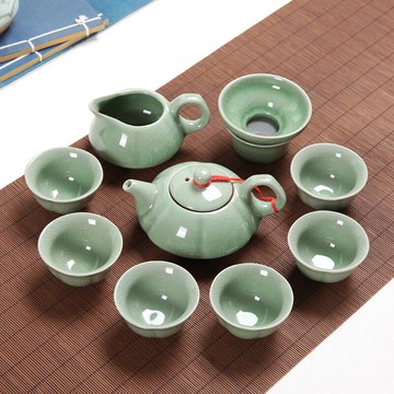 汝窯哥窯功夫茶具套裝家用陶瓷泡茶杯茶壺喝茶道小套簡約現代套組