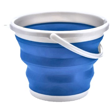 折疊水桶 Set 2個 5L PP+TPR材質 帶蓋密封防潑水 桶底凹槽易倒水 加寬提手不勒手 自帶掛孔可壁掛  寶石藍