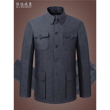 純正偉人中山裝男中老年人老款外套秋冬季加絨民國正統中山服套裝