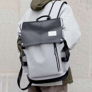 【店長推薦】潮牌雙肩剝男 百搭大容量男士被剝 皮質書剝韓版高