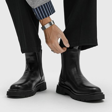 男士切爾西短靴 切爾西靴男款秋季增高馬丁短靴子男士英倫高級感中筒通勤工裝皮鞋