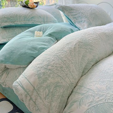 冬季加厚雕花牛奶絨床上四件套雙面珊瑚絨床單被套法蘭絨保暖床品