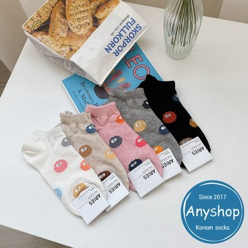 Anyshop韓國襪 彩色小煤炭搞怪短襪 卡通款 搞怪襪 小煤炭 女生短襪 球鞋 女孩必備 正韓短襪 18305