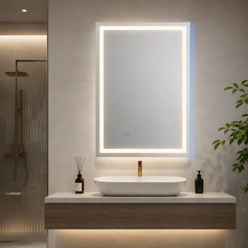 H&R安室家 60X80翡冷翠方鏡 三面發光 觸控智能鏡/除霧鏡/掛鏡/浴鏡HR24712