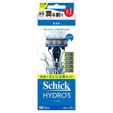 Schick 舒適牌 水次元5 刮鬍刀 Set 本体+刃5個  1入  1組