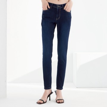 【ERSS】女裝 牛仔褲 牛仔長褲 直筒褲 九分褲 水洗 褪色 低腰 彈力褲 深藍【S47035】