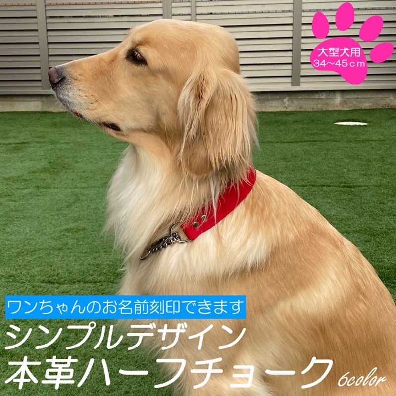 犬 首輪 大型犬 ハーフチョーク 名入れ レザー 本革 【シンプルデザイン】 犬の首輪 いぬ くびわ 名前刻印 しつけ トレーニング 訓練 おしゃれ  かわいい 散歩 通販 LINEポイント最大0.5%GET | LINEショッピング