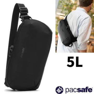 【Pacsafe】V 防盜城市斜肩包 5L/單肩包.胸包.腰包.RFID護照包/專利防割強化背帶/30615100 黑