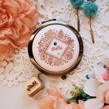 伴娘禮/姊妹禮/捧花禮 - 繁花似錦 隨身鏡 (可客製姓名)