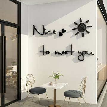 網紅打卡拍照區布置服裝奶茶店墻壁裝飾貼紙玻璃咖啡餐廳陽臺面