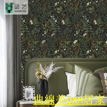 免運 速發 復古壁紙 綠草花植墻紙 加厚自粘貼紙 電視機背景墻【Q111】