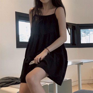 【太妮絲F233】現貨 韓系 純欲系 綁帶洋裝 甜美 細肩帶 短洋裝 蛋糕裙  ins 赫本風