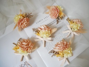 乾燥花胸花【寧靜粉藍】主婚人胸花/客製化