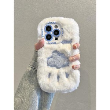 適用蘋果17promax手機殼16pm全包鏡頭防摔iphone15pro保護套14白毛絨云朵藍13新款11高級感ProMax女16PM小眾