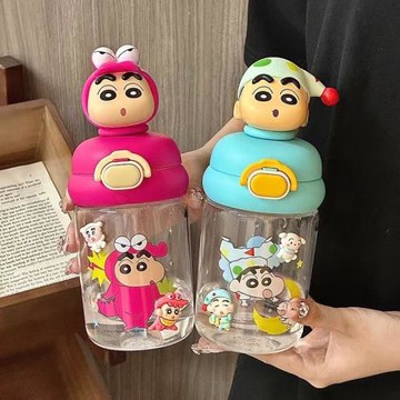 蠟筆小新水杯tritan女生高顏值新款2025可愛吸管雙飲杯子女夏天季
