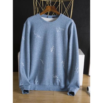 一線剪標尾貨！時尚印花針織衫男士春秋季柔軟休閑圓領長袖t恤潮