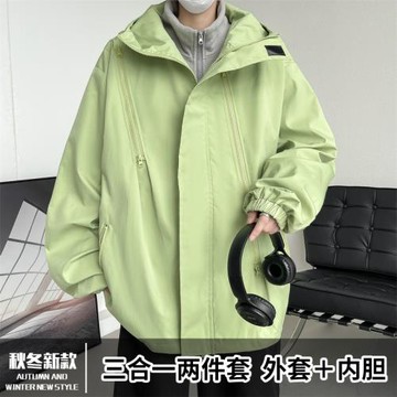 三合一沖鋒衣外套男可拆卸內膽兩件套戶外防風防水秋冬登山服夾克