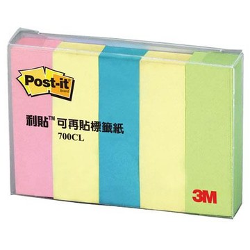 3M Post-it利貼可再貼標籤紙/700CL-1/50x15mm/100張x5條/包