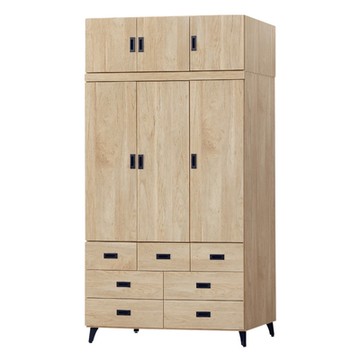 【文創集】利泰4尺六門七抽加高衣櫃/收納櫃組合-120x56.5x236cm免組