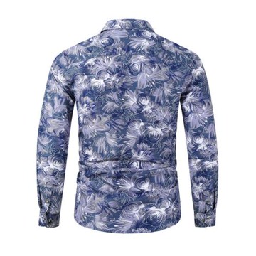 2021 fashion men's plus size long-sleeved shirt printing長袖