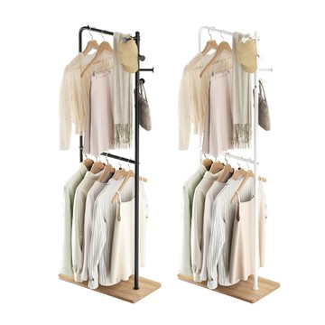 【慢慢家居】簡約造型雙層加高收納衣帽架 掛衣架 SGS低甲醛 收納衣架 吊衣架 玄關架造型衣帽架-白架