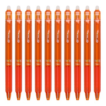 PILOT 百樂 FRIXION 按鍵魔擦筆 筆尾橡摩擦即可修正 擦拭後不留痕跡 書寫流暢  桔色  10支