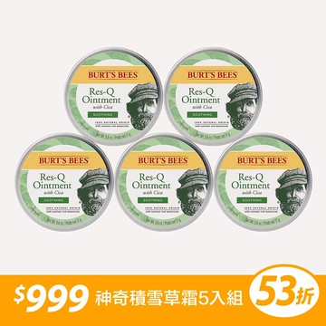 53折【乖乖霜5入組】Burt’s Bees 神奇積雪草本修護霜17g 5入