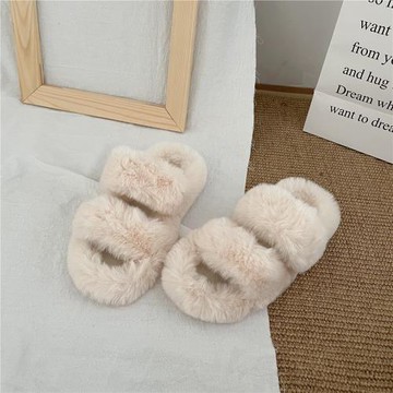 ins超火毛毛拖鞋女外穿2025春新款網紅百搭仙女風厚底休閑一字拖