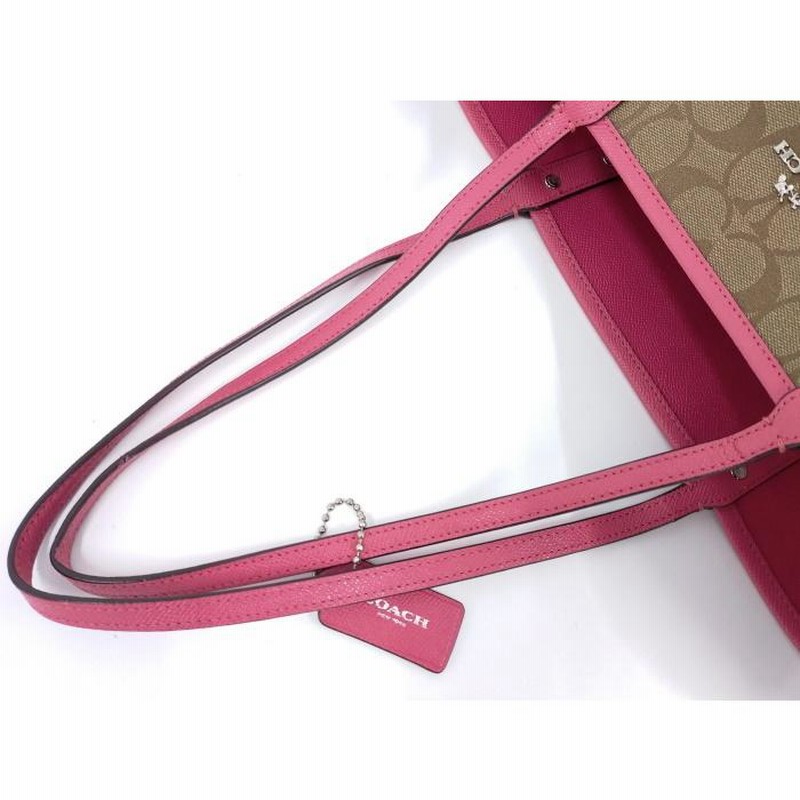 ♡COACH シグネチャー ベージュ ピンク リバーシブル COACH 三つ折り シグネチャー ベージュ カバー ピンク♡公式