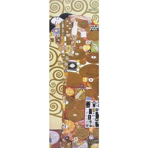 ヨーロッパ製アートポスター クリムト作 「抱擁」額装品 金ラメ仕上 35X100cm 新品