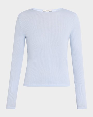 Ribbed Long-Sleeve Crewneck Top