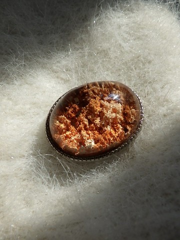 天然巴西橙幽靈水晶  925銀鑲嵌能量寶盒