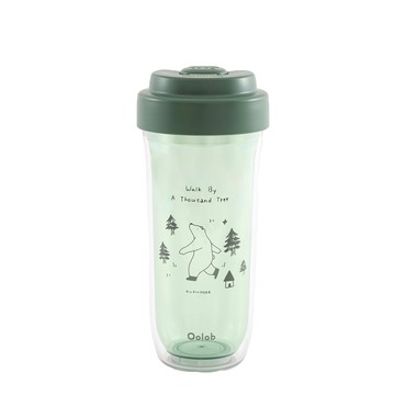 oolab 美好森活系列 可拆雙層布丁杯720ml-森林熊好款  森林熊好款 綠色  1入