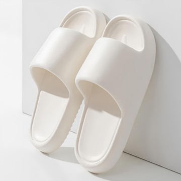 EVA踩屎感超厚休閒拖鞋 泡芙增高厚底柔軟防滑涼拖鞋  36~37碼  奶油白