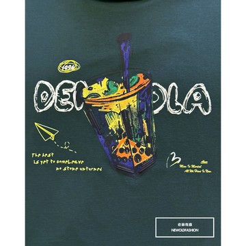 E7th.厚磅繽紛刺繡珍奶短T-綠(E7SN50162503)