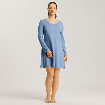【HANRO】Sleep & Lounge 長袖家居洋裝 XS-M(宇航藍)