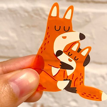 狐狸螢光橘鑰匙圈