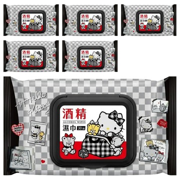 Hello Kitty 凱蒂貓 酒精濕巾加蓋  1入  6包